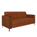 Ver imagem 2 de Sofá Living Decorativo Houston 2 Lugares 200cm Pés em Metal Veludo/ Pu Marrom Vermelho/ Marrom G33 -