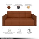 Ver imagem 3 de Sofá Living Decorativo Houston 2 Lugares 200cm Pés em Metal Veludo/ Pu Marrom Vermelho/ Marrom G33 -