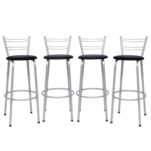 Kit 4 Banquetas para Balcão Flórida Prata Bistrô Ilhas Cozinha Gourmet Bares