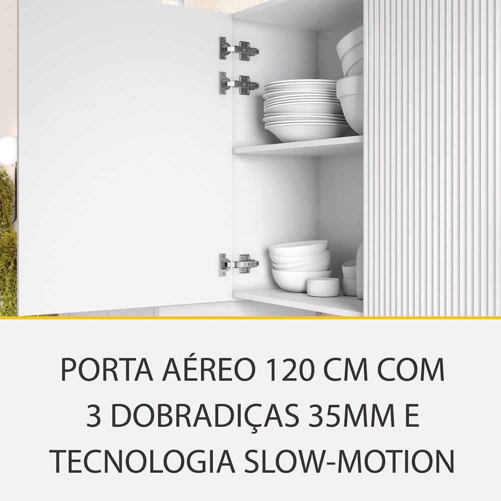 Cozinha 8 Peças 8 Portas 12 Gavetas Forno Micro Ondas Ilha Ripado Rainha 100 Mdf - 7