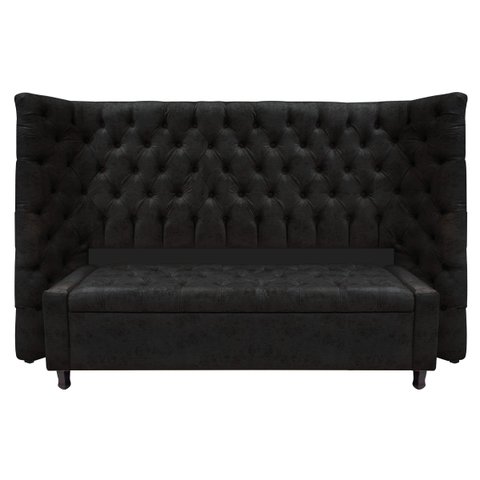 Kit Cabeceira e Calçadeira Baú Queen Everest P02 160 cm para cama Box Suede - Doce Sonho Móveis KIT 