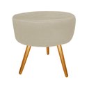 Ver imagem 5 de Kit Namoradeira + 2 Poltronas Decorativa Nina Capitonê + Puff Redondo Couro Bege Pés Madeira Ms Deco