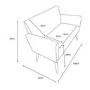 Ver imagem 2 de Kit Namoradeira + 2 Poltronas Decorativa Nina Capitonê + Puff Redondo Couro Bege Pés Madeira Ms Deco