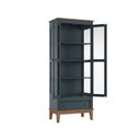 Ver imagem 3 de Cristaleira de Madeira Maciça 2 Portas + 1 Gaveta Azul Petróleo