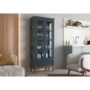 Ver imagem 2 de Cristaleira de Madeira Maciça 2 Portas + 1 Gaveta Azul Petróleo