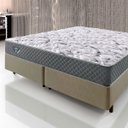Ver imagem 2 de Cama Box Queen Size 158x198 Courino Linho Bege com Colchão Mola Ensacada