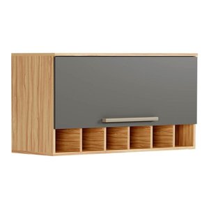 Armário Aéreo P/ Cozinha Nápoli Prime Adega C/ 1 Porta Basculante 80cm Amendoa/chumbo - Ronipa