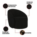 Ver imagem 4 de Sofá 2 Lugares Orgânico 140cm Morgan e 2 Poltronas Lua Suede Preto D03 - D'Rossi