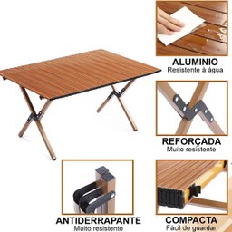 Mesa Dobravel Portatil Compacta Jardim Piquenique Acampamento Praia Quintal Camping Casa Jogos Mesin - 5