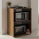 Ver imagem 2 de Balcão Cooktop Ariana Cozinha Compacta com Nichos para Micro-Ondas Amêndoa Preto - Abmaza