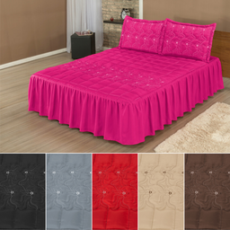 Cobre leito de casal padrao percal colcha face bordada foral retro c 2 fronhas decorativas - 4