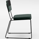 Ver imagem 3 de Kit 04 Cadeiras Decorativas Estofada Allana L02 Faixa Corano Preto Linho Verde Musgo - Lyam Decor