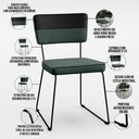 Ver imagem 6 de Kit 04 Cadeiras Decorativas Estofada Allana L02 Faixa Corano Preto Linho Verde Musgo - Lyam Decor