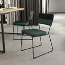Ver imagem 5 de Kit 04 Cadeiras Decorativas Estofada Allana L02 Faixa Corano Preto Linho Verde Musgo - Lyam Decor