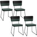 Ver imagem 1 de Kit 04 Cadeiras Decorativas Estofada Allana L02 Faixa Corano Preto Linho Verde Musgo - Lyam Decor