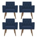 Ver imagem 1 de Kit 4 Poltronas Capitonê Confortáveis Loja Recepção Sala Azul-marinho