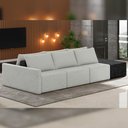 Ver imagem 2 de Sofá Ilha Modular para Sala 312cm com Puff Dublin K01 Linho Cinza e Sintético Preto - Lyam Decor