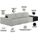 Ver imagem 4 de Sofá Ilha Modular para Sala 312cm com Puff Dublin K01 Linho Cinza e Sintético Preto - Lyam Decor