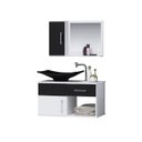 Ver imagem 4 de Gabinete Banheiro New Stilo 60 Cm Armário com Cuba e Espelheira:preto