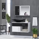 Ver imagem 1 de Gabinete Banheiro New Stilo 60 Cm Armário com Cuba e Espelheira:preto