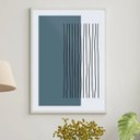 Ver imagem 2 de Quadro Azul Petróleo Abstrato Linhas 33x24cm:moldura Branca