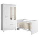 Ver imagem 1 de Berço Nacional Life 2186 com Guarda Roupa Mobi com Espelho Branco Flex - Móveis Albatroz
