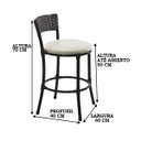 Ver imagem 3 de 4 Banquetas Forts Baixa Fibra Sintética Preta Aço Carbono Assento Estofado Branco