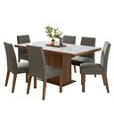 Ver imagem 2 de Conjunto Sala de Jantar Tampo de Vidro 6 Cadeiras Rustic/Branco/Silver Alba Madesa