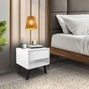 Ver imagem 5 de Kit 2 Mesas de Cabeceira 1 Gaveta 38 Cm Mdf Branco Pés Palito Mp