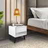 Kit 2 Mesas de Cabeceira 1 Gaveta 38 Cm Mdf Branco Pés Palito Mp - 5