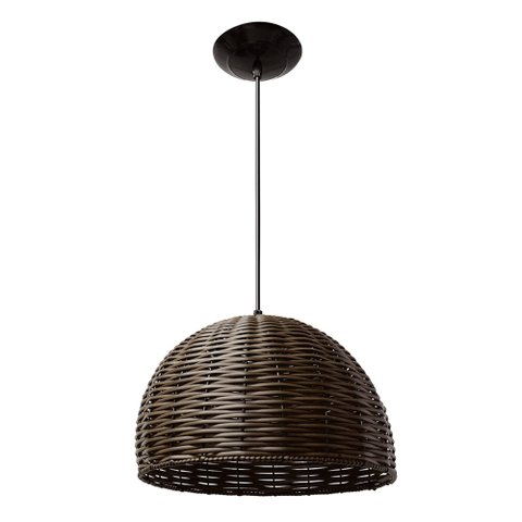 Kit 3 Pendente Junco Poptem Meia Esfera 35Cm tabaco luminária lustre sala
