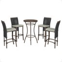 Ver imagem 1 de Mesa Bistrô com 4 Banquetas Roma Marrom Corda Náutica Estofado 3 Trama Original