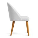 Ver imagem 5 de Kit 02 Cadeiras Poltrona de Jantar Estofada Luna Boucle Cinza Pés Palito Castanho - Pallazio