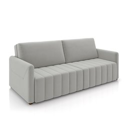 Sofá-cama Decorativo Retrátil Thanos 2 Lugares 192cm Veludo Cinza G45 - Gran Belo - 1