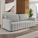Ver imagem 2 de Sofá-cama Decorativo Retrátil Thanos 2 Lugares 192cm Veludo Cinza G45 - Gran Belo