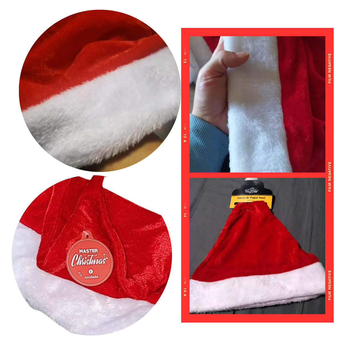 Kit 5 Gorro Touca Papai Mamãe Noel Adulto Veludo Brilhante - 7