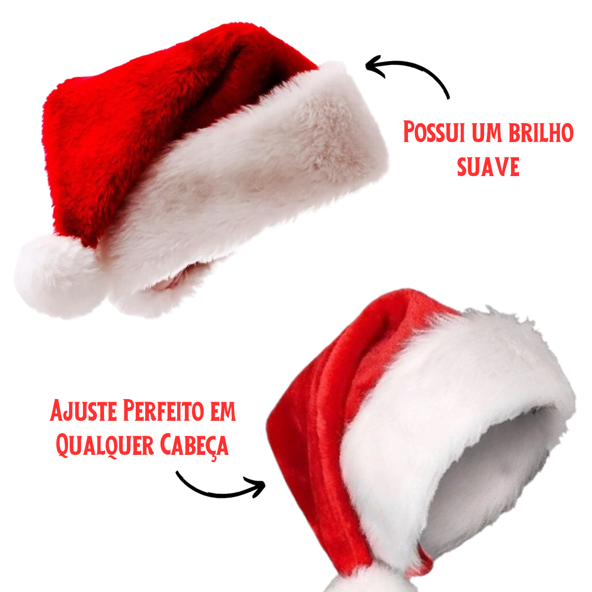 Kit 5 Gorro Touca Papai Mamãe Noel Adulto Veludo Brilhante - 5