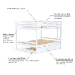 Treliche Casal Casal Dreams Madeira Maciça Branco Megamobilia - 3