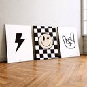 Ver imagem 4 de Kit 3 Quadro Decorativo Rock Raio Moderno Minimalista Quarto Moderno Qualidade Premium 28x20cm