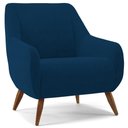 Ver imagem 1 de Poltrona Fixa Pés de Madeira Paloma Veludo Azul Marinho