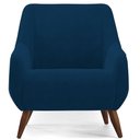 Ver imagem 4 de Poltrona Fixa Pés de Madeira Paloma Veludo Azul Marinho