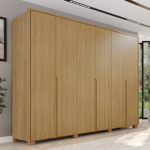 Guarda-Roupa Casal 6 Portas 6 Gavetas 100% MDF Lizz Marrom/Hannover
