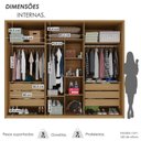 Ver imagem 6 de Guarda-Roupa Casal 6 Portas 6 Gavetas 100% MDF Lizz Marrom/Hannover