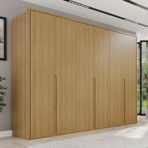 Guarda-Roupa Casal 6 Portas 6 Gavetas 100% MDF Lizz Marrom/Hannover