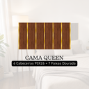 Ver imagem 6 de Cabeceira para Cama Queen Modular Ripada Mdf Amadeirado com Acrílico Espelhado Dourado Premium