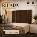 Ver imagem 5 de Cabeceira para Cama Queen Modular Ripada Mdf Amadeirado com Acrílico Espelhado Dourado Premium