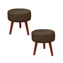 Ver imagem 1 de Kit 2 Puff Redondo Decorativo Danny Pés Palito Casa da Poltrona Retrô Marrom