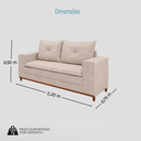 Ver imagem 2 de Sofá Fixo 5 Lugares Dunas 2,20m Veludo Creme