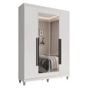 Ver imagem 2 de Guarda-Roupa Solteiro com Pés 4 Portas Batentes com Espelho Branco/Branco/Preto Venus Madesa
