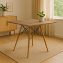 Ver imagem 1 de Mesa Eames Eiffel Quadrado Tampo de Madeira 90cm Amêndoa